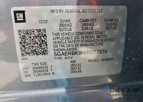 2018 Buick Enclave Essence z USA, uszkodzony, nr VIN 5GAERBKW4JJ212874